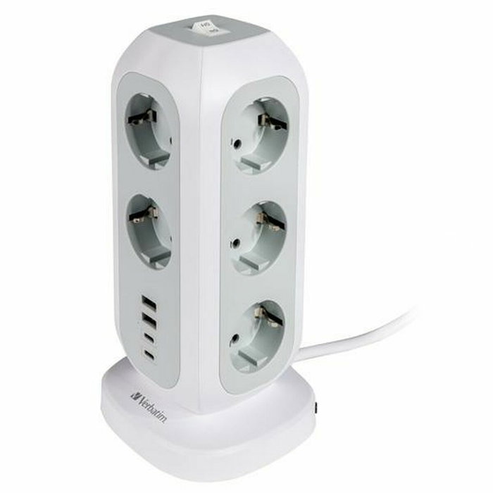 Verbatim Torre de Alimentación EUPT-01 con 11 Tomas CA, 2 USB-C y 2 USB-A, Blanco Verbatim Torre de Alimentación EUPT-01 con 11 Tomas CA, 2 USB-C y 2 USB-A, Blanco