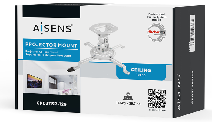 Aisens Soporte Universal Giratorio e Inclinable de Techo para Proyector Blanco
