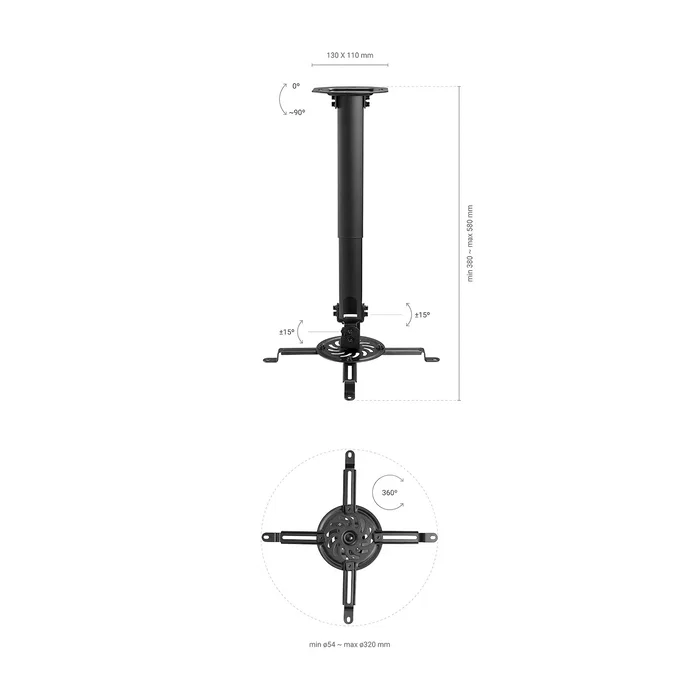 Aisens Soporte de Techo para Proyector CP04TSRE-131 Giratorio e Inclinable Negro Aisens Soporte de Techo para Proyector CP04TSRE-131 Giratorio e Inclinable Negro