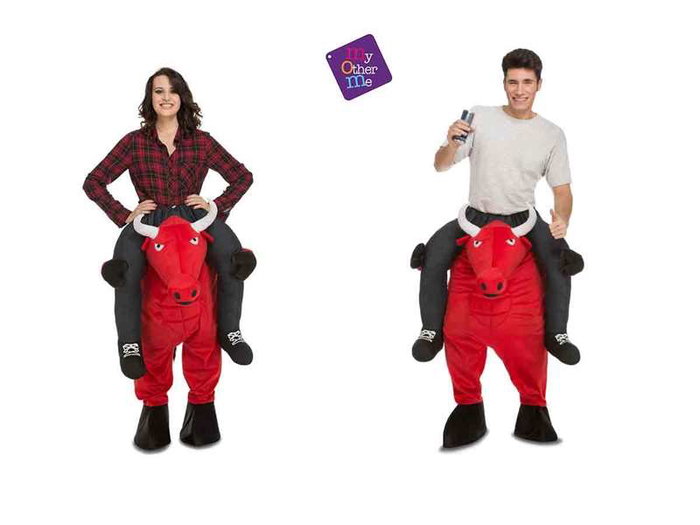 My Other Me Disfraz Ride-On Toro Rojo Talla One Size Adult para Carnaval y Fiestas Temáticas