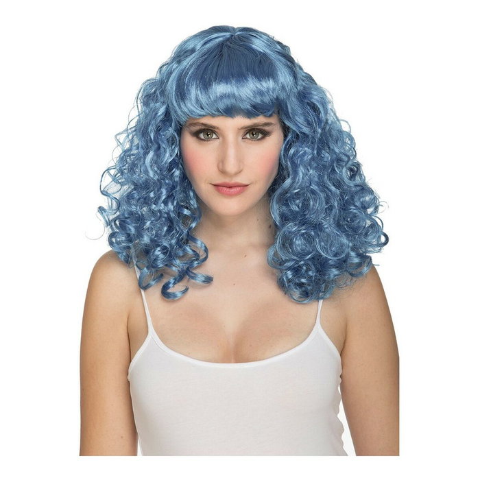 My Other Me Peluca Rizada Azul con Flequillo