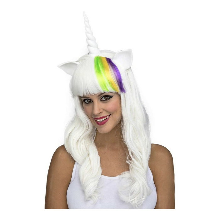 My Other Me Peluca Larga Blanca Unicornio Multicolor My Other Me Peluca Larga Blanca Unicornio Multicolor