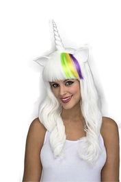 My Other Me Peluca Larga Blanca Unicornio Multicolor 100% Poliéster