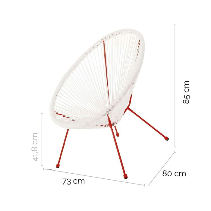 Sillón de jardín Acapulco 73 x 80 x 85 cm Rojo Blanco Ratán Sillón de jardín Acapulco 73 x 80 x 85 cm Rojo Blanco Ratán