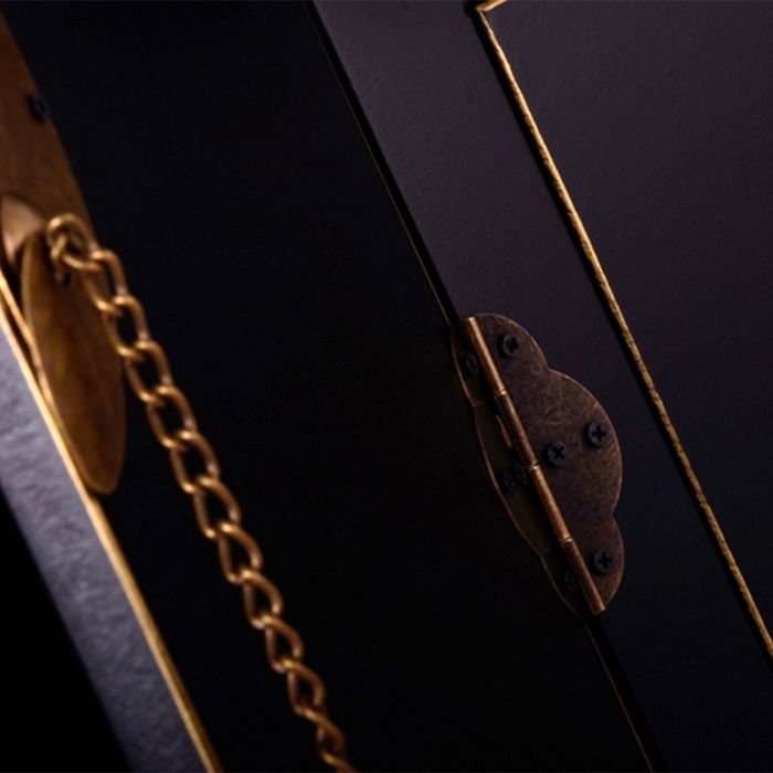 Mueble de TV ORIENTE 130 x 24 x 50,5 cm Negro Dorado Madera