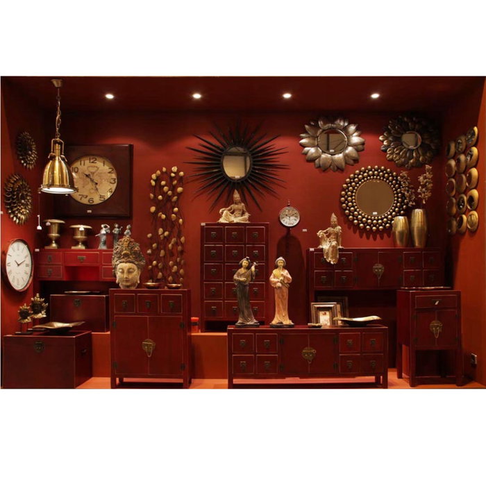 Mueble 8 Cajones Rojo Madera 130 X 24 X 50,50 cm