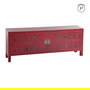 Mueble 8 Cajones Rojo Madera 130 X 24 X 50,50 cm