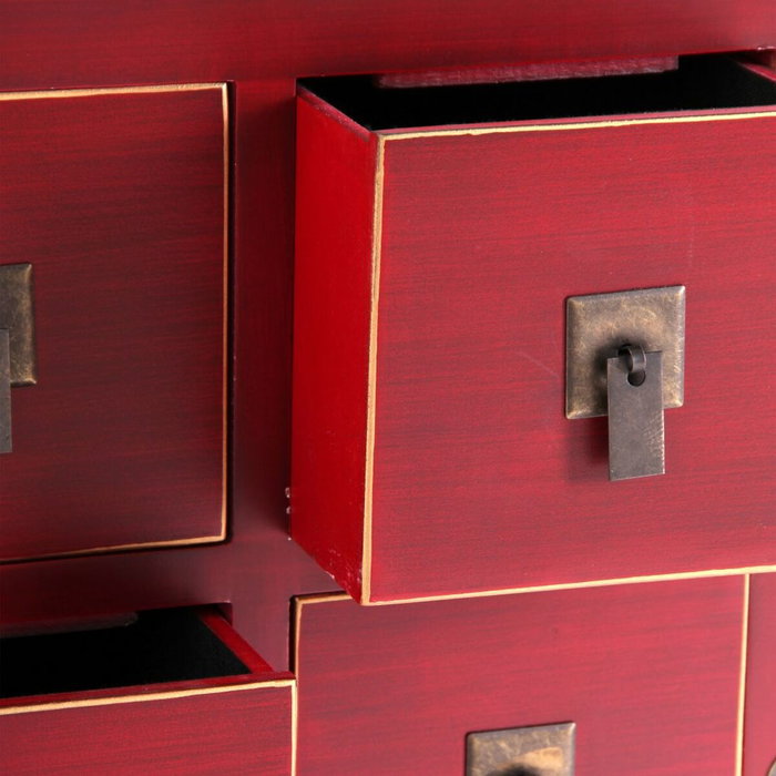 Ixia Mueble de 8 Cajones Rojo Madera 130 x 24 x 50,50 cm