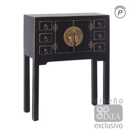 Consola 2 Puertas y 6 Cajones Negro 63 X 26 X 80 cm