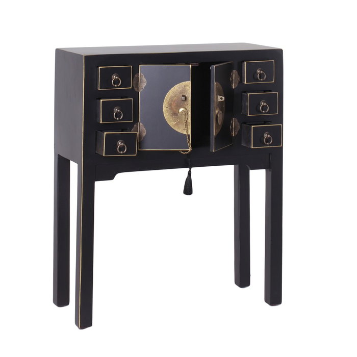 Consola 2 Puertas y 6 Cajones Negro 63 X 26 X 80 cm