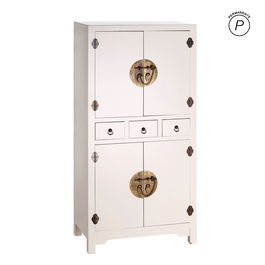 Aparador ORIENTE Blanco Dorado Madera Hierro Madera MDF 63 x 33 x 131 cm