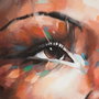 Ixia Cuadro Rostro Marrón Lienzo Decoración 100 x 100 cm