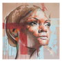 Ixia Cuadro Rostro Marrón Lienzo Decoración 100 x 100 cm