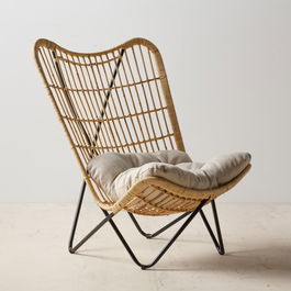 Sillón 76 x 76 x 87 cm Natural Negro Fibra natural