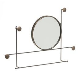 Ixia Toallero con Espejo Bronce de Metal Decoración 84,50 x 8 x 58,50 cm