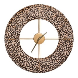 Ixia Reloj Leopardo Tejido-Metal Decoración 48 x 3,50 x 48 cm