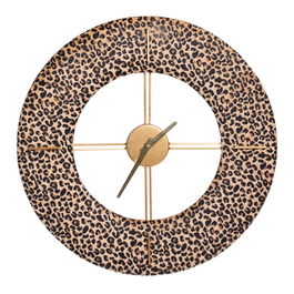 Reloj Leopardo Tejido-Metal Decoración 48 X 3,50 X 48 cm