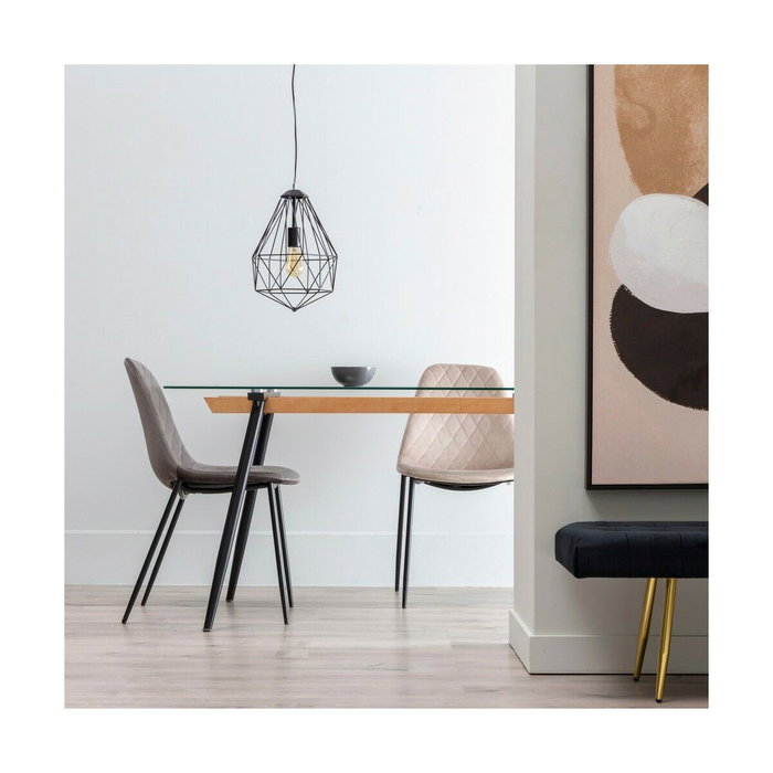 Ixia Mesa de Comedor Negro Metal-Cristal 140 x 80 x 75 cm
