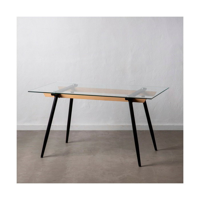 Ixia Mesa de Comedor Negro Metal-Cristal 140 x 80 x 75 cm