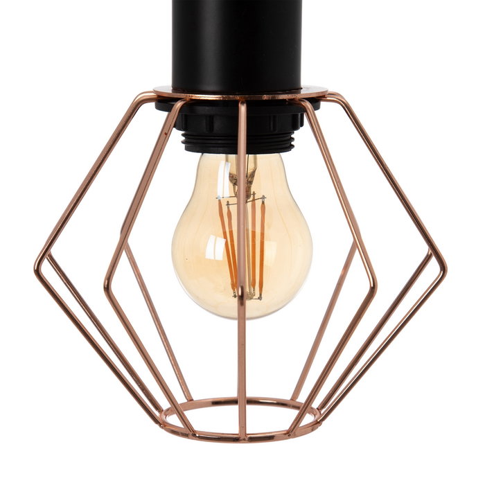 Lámpara Techo Negro-Cobre Metal 15 X 15 X 30 cm