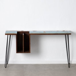 Ixia Escritorio Marrón-Azul Madera y Metal 140 x 35 x 77 cm
