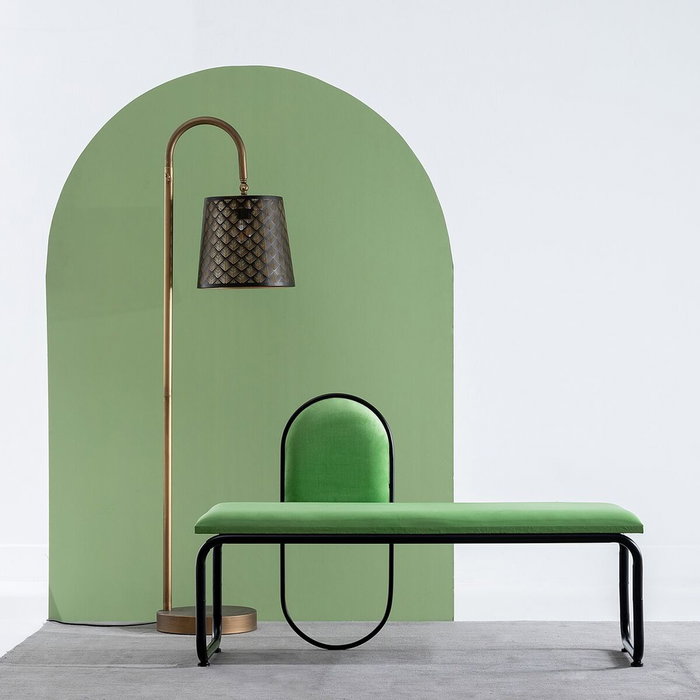Ixia Banqueta de Terciopelo Verde Tejido-Metal Ixia Banqueta de Terciopelo Verde Tejido-Metal