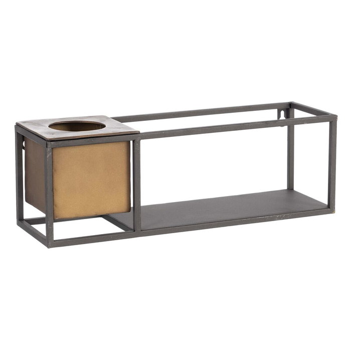 Ixia Macetero Estante Oro-Negro Metal 40 x 12 x 13,50 cm