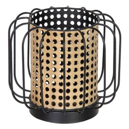 Ixia Portavelas Natural-Negro Metal 18,50 x 18,50 x 16,50 cm