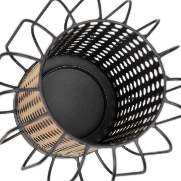 Ixia Portavelas Natural-Negro Metal 18,50 x 18,50 x 16,50 cm
