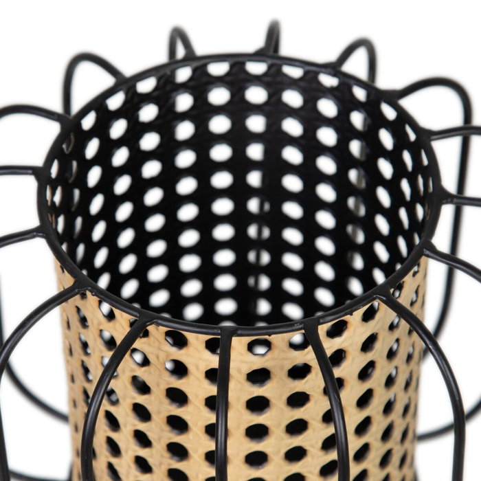 Ixia Portavelas Natural-Negro Metal 18,50 x 18,50 x 16,50 cm