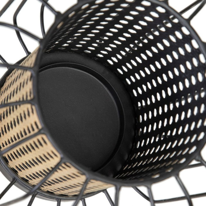 Ixia Portavelas Natural-Negro Metal 21,50 x 21,50 x 19 cm