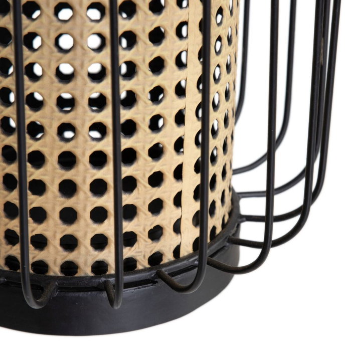 Ixia Portavelas Natural-Negro Metal 21,50 x 21,50 x 19 cm