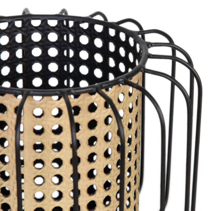 Ixia Portavelas Natural-Negro Metal 21,50 x 21,50 x 19 cm