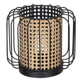 Ixia Portavelas Natural-Negro Metal 21,50 x 21,50 x 19 cm