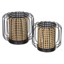 Ixia Portavelas Natural-Negro Metal 21,50 x 21,50 x 19 cm