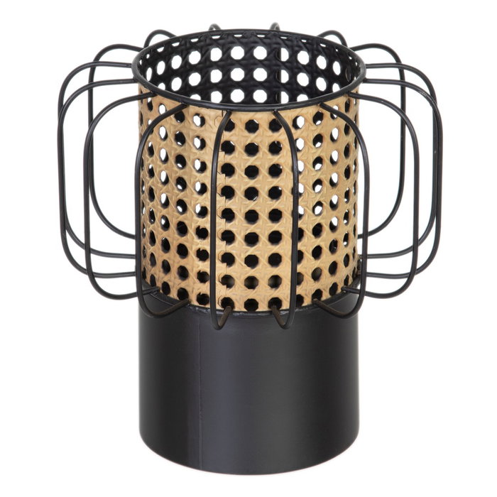 Portavelas Natural-Negro Metal 20 X 20 X 21 cm Portavelas Natural-Negro Metal 20 X 20 X 21 cm