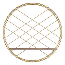 Estante 51 x 14 x 51 cm Natural Dorado Metal Madera