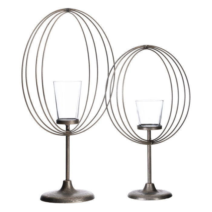 Ixia Portavelas Plata Metal-Cristal 32,50 x 14,30 x 49,50 cm