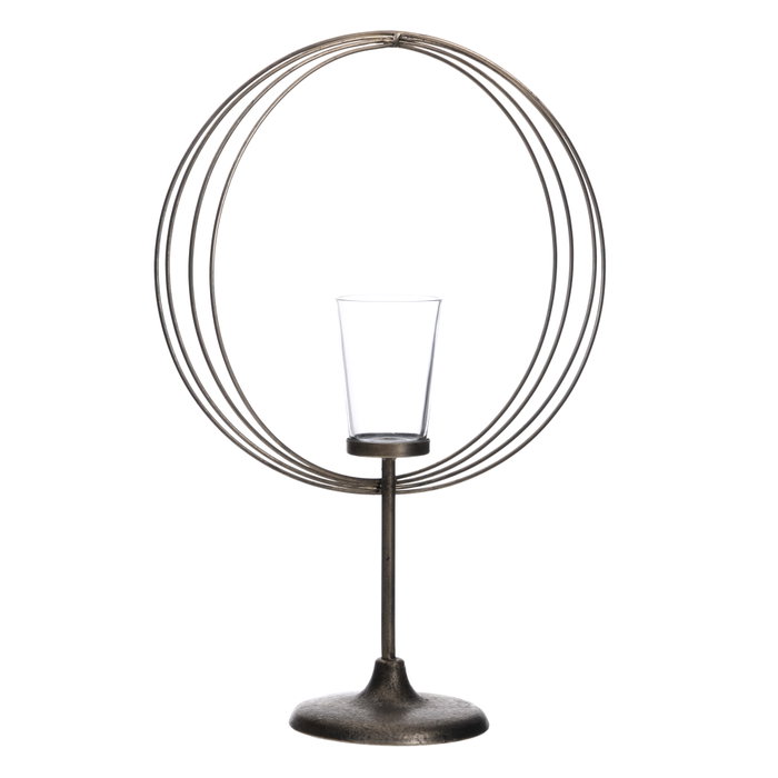 Portavelas Plata Metal-Cristal 32,50 X 14,30 X 49,50 cm Portavelas Plata Metal-Cristal 32,50 X 14,30 X 49,50 cm