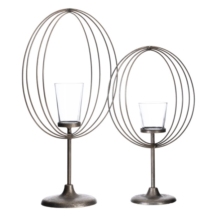 Portavelas Plata Metal-Cristal 32,50 X 14,30 X 49,50 cm Portavelas Plata Metal-Cristal 32,50 X 14,30 X 49,50 cm