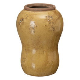 Ixia Jarrón Decorativo de Cerámica Mostaza 14,50 x 14,50 x 21,50 cm