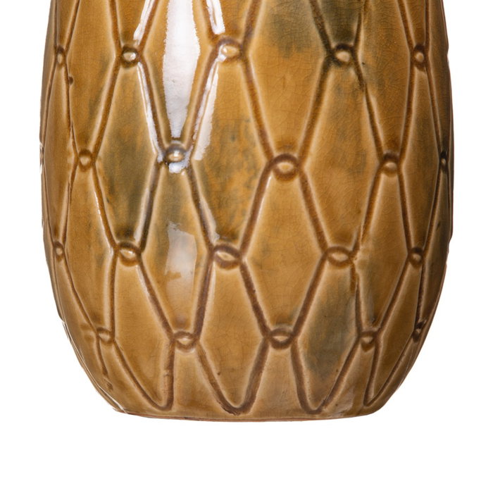 Jarrón Mostaza Cerámica Decoración 15 X 15 X 22,50 cm