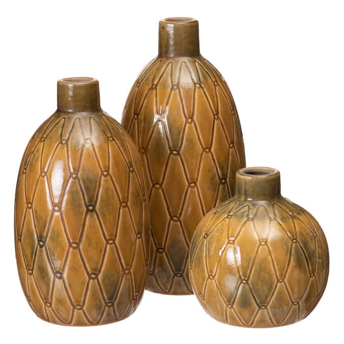 Ixia Jarrón Decorativo de Cerámica Mostaza 17,50 x 17,50 x 18 cm Ixia Jarrón Decorativo de Cerámica Mostaza 17,50 x 17,50 x 18 cm