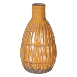 Ixia Jarrón Decorativo de Cerámica Mostaza 14 x 14 x 25,50 cm
