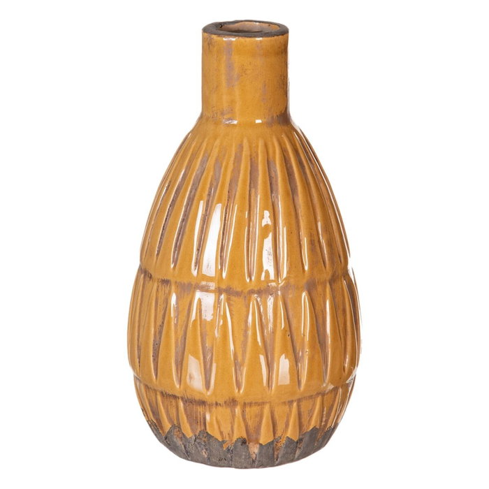 Ixia Jarrón Decorativo de Cerámica Mostaza 14 x 14 x 25,50 cm Ixia Jarrón Decorativo de Cerámica Mostaza 14 x 14 x 25,50 cm