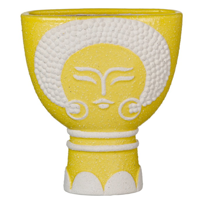 Macetero Cara Amarillo Cerámica 19 X 9 X 22 cm