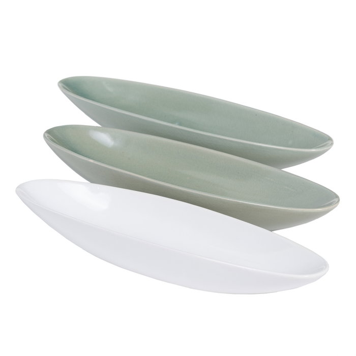 Centro Mesa Blanco Cerámica Decoración 39,50 X 10,50 X 5 cm