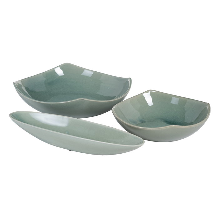 Centro Mesa Azul Cerámica Decoración 39,50 X 10,50 X 5 cm