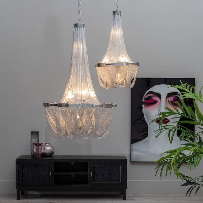 Lámpara Techo Plata Metal Iluminación 80 X 80 X 120 cm Lámpara Techo Plata Metal Iluminación 80 X 80 X 120 cm