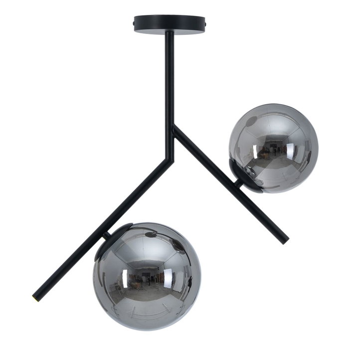 Ixia Lámpara de Techo Negro Metal-Cristal 50 x 15 x 54 cm